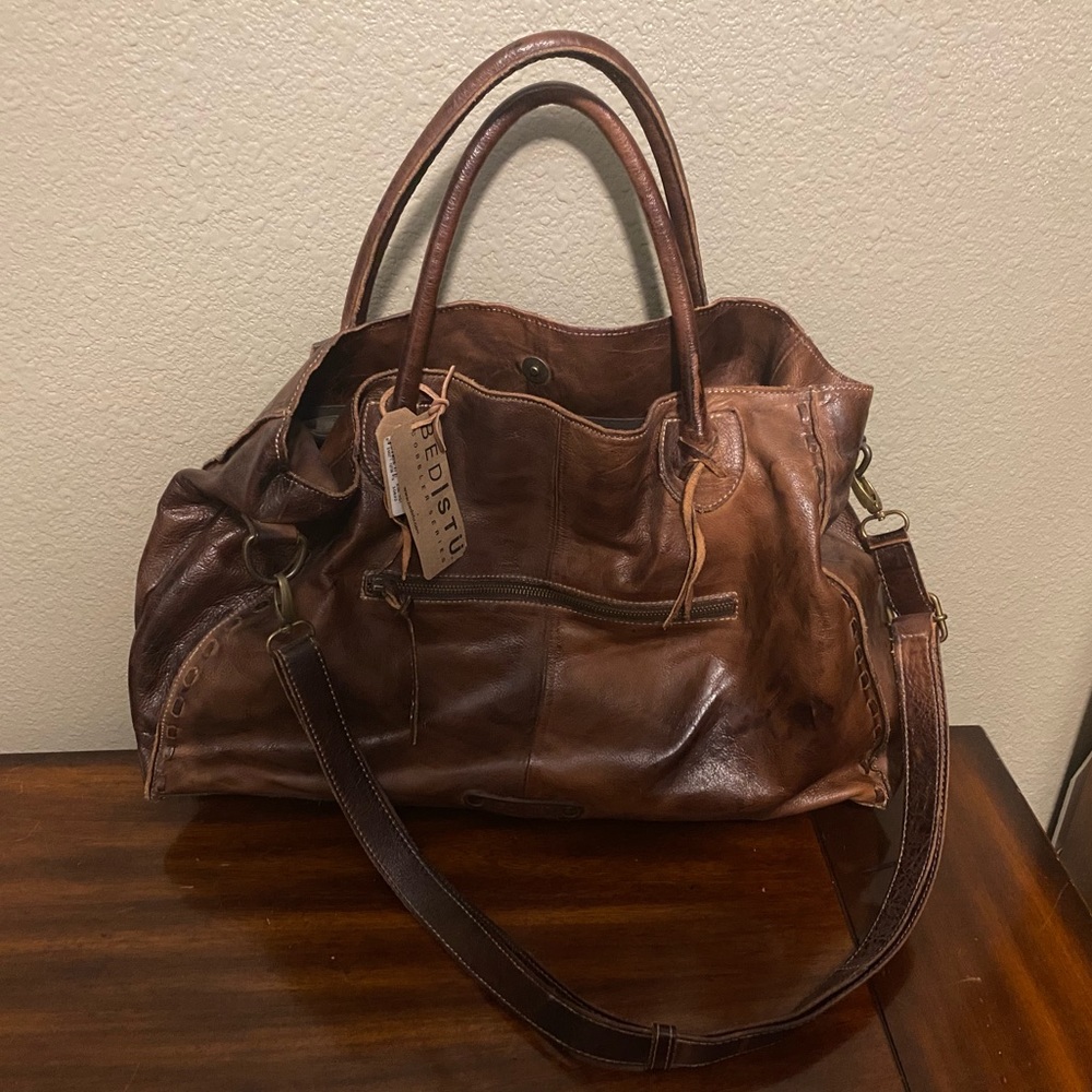 Bed Stu Distressed Brown Leather Shoulder Bag